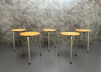 5x Seltener Dreibein-Hocker Vintage Grau/Grün 51cm - Bild 7