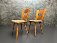 4 Vintage Bauernstühle 1960er Holz gepolstert - Bild 3