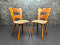 4 Vintage Bauernstühle 1960er Holz gepolstert - Bild 5
