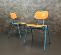 Vintage Stapelstühle Blau Metallgestell 4er-Set - Bild 1