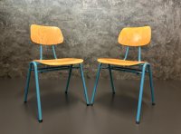 Vintage Stapelstühle Blau Metallgestell 4er-Set - Bild 4