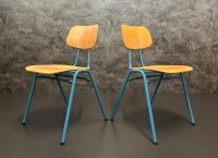 Vintage Stapelstühle Blau Metallgestell 4er-Set - Bild 5