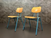 Vintage Stapelstühle Blau Metallgestell 4er-Set - Bild 6