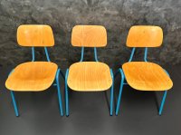 Vintage Stapelstühle Blau Metallgestell 4er-Set - Bild 10