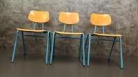 Vintage Stapelstühle Blau Metallgestell 4er-Set - Bild 20