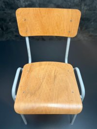 Vintage Stahlrohrstuhl Holzsitz – Blumenständer - Bild 3