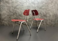 2 Vintage Stapelstühle 1970er Grau Stahlrohr Set - Bild 3