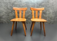 5 Vintage Holzstühle 1960er–1970er Jahre, Sitzhöhe 47 cm - Bild 5