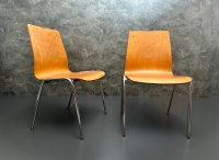2 Stapelstühle Vintage Retro Stahlrohr verchromt Set - Bild 3