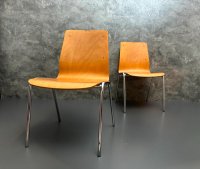 2 Stapelstühle Vintage Retro Stahlrohr verchromt Set - Bild 4