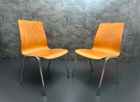 2 Stapelstühle Vintage Retro Stahlrohr verchromt Set - Bild 6