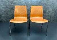 2 Stapelstühle Vintage Retro Stahlrohr verchromt Set - Bild 7
