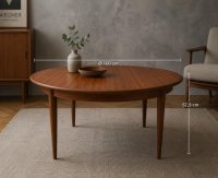 Vintage Teak Couchtisch rund 100 cm Danish Design - Bild 2