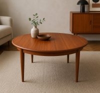 Vintage Teak Couchtisch rund 100 cm Danish Design - Bild 14