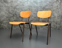 2 Vintage Stapelstühle 70er/80er Mid Century Holz/Metall - Bild 4
