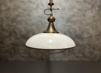 Vintage Pendelleuchte Neukro Menden Messing Glas 70er 80er - Bild 2
