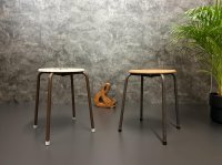 Vintage Industrie Hocker 70er Weiß Sitzhöhe 49 cm - Bild 1