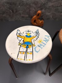 Vintage Industrie Hocker 70er Weiß Sitzhöhe 49 cm - Bild 2