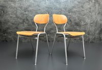 Vintage Stapelstühle 1970er Stahlrohr grau (ca. 45 cm SH) - Bild 1