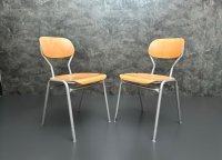 Vintage Stapelstühle 1970er Stahlrohr grau (ca. 45 cm SH) - Bild 2