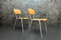Vintage Stapelstühle 1970er Stahlrohr grau (ca. 45 cm SH) - Bild 3