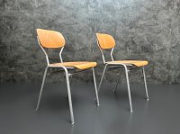 Vintage Stapelstühle 1970er Stahlrohr grau (ca. 45 cm SH) - Bild 4