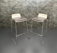Stapelbare Barhocker Braun Kunstleder 6 Stk. Gastro - Bild 1