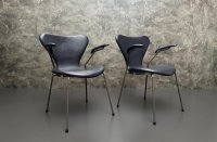 Fritz Hansen Serie 7 3207 Leder Armlehnstuhl Arne Jacobsen - Bild 5