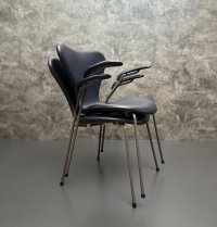 Fritz Hansen Serie 7 3207 Leder Armlehnstuhl Arne Jacobsen - Bild 6