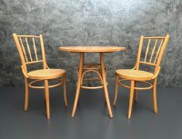 Sitzgruppe Thonet-Stil: 2 Stühle + runder Tisch Vintage - Bild 1
