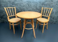 Sitzgruppe Thonet-Stil: 2 Stühle + runder Tisch Vintage - Bild 6