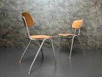 Vintage Stapelstühle Grau Metallgestell 46cm Sitzhöhe - Bild 3