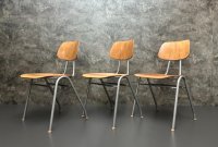 Vintage Stapelstühle Grau Metallgestell 46cm Sitzhöhe - Bild 7