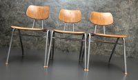 Vintage Stapelstühle Grau Metallgestell 46cm Sitzhöhe - Bild 11